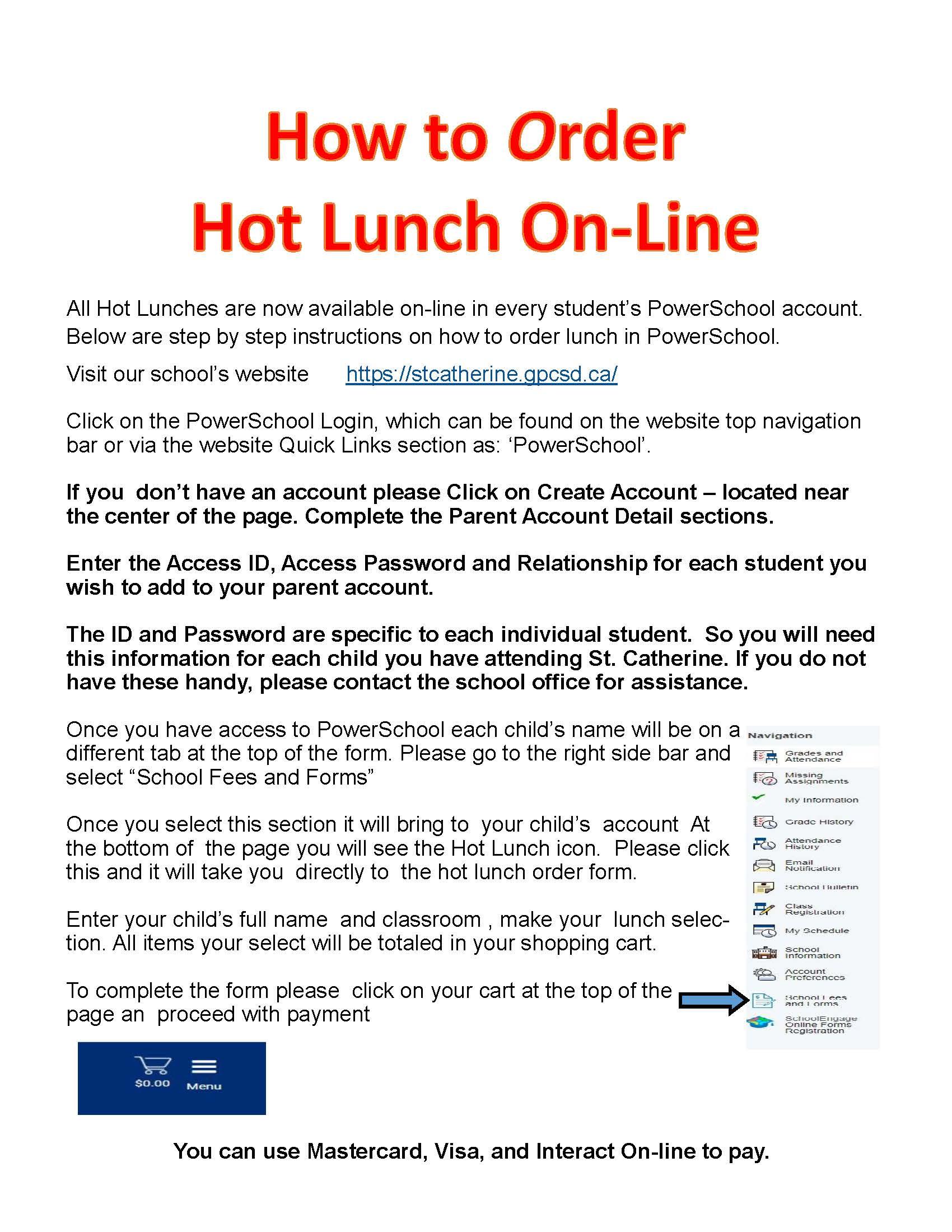How to access hot lunch on powerschool